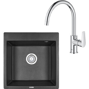 Кухонная мойка и смеситель Granula GR-5102 черная, Grohe BauEdge 31367001 кухонная мойка и смеситель granula gr 7804 черная grohe bauedge 31367001