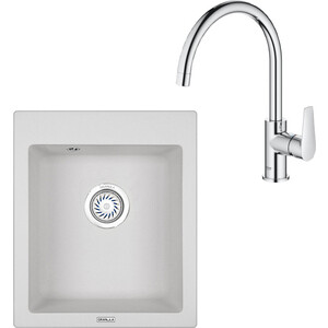 Кухонная мойка и смеситель Granula GR-4201 арктик, Grohe BauEdge 31367001 кухонная мойка и смеситель granfest quarz gf z08 grohe bauedge 31367001 с сифоном песочная