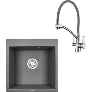 Кухонная мойка и смеситель Granula GR-5102 графит, Lemark Comfort LM3071C-Gray смеситель на борт ванны lemark bronx на 3 отверстия графит lm3745gm