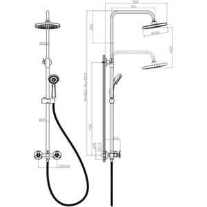 Душевая система Rossinka со смесителем, хром (Q02-45)