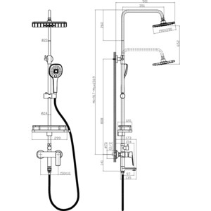 Душевая система Rossinka со смесителем и изливом, хром (RS27-46)