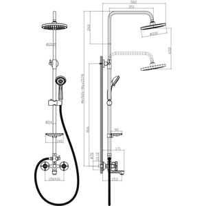 Душевая система Rossinka со смесителем, хром (RS42-46)