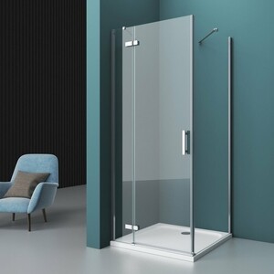 фото Душевой уголок belbagno kraft a-12 90х90 прозрачный, с поддоном, хром (kraft-a-12-90-c-cr, tray-bb-a-90-15-w)