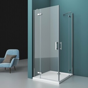 фото Душевой уголок belbagno kraft a-22 80х80 прозрачный, с поддоном, хром (kraft-a-22-80-c-cr, tray-bb-a-80-15-w)