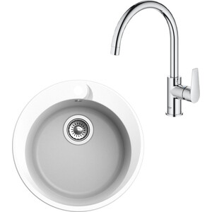 Кухонная мойка и смеситель Ewigstein R-45, Grohe BauEdge 31367001 иней/хром