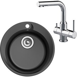 

Кухонная мойка и смеситель Ewigstein R-45, Lemark Comfort LM3061C черная/хром, R-45, Lemark Comfort LM3061C черная/хром