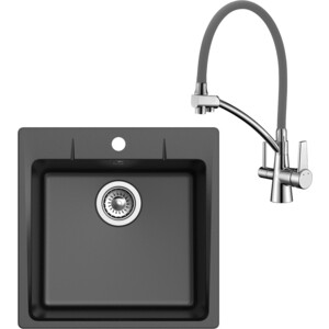 

Кухонная мойка и смеситель Ewigstein G-50, Lemark Comfort LM3071C-Gray черная/хром, G-50, Lemark Comfort LM3071C-Gray черная/хром