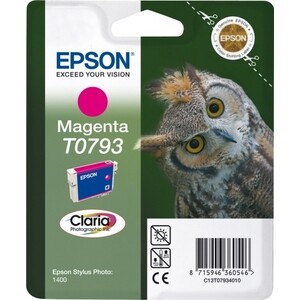 

Картридж струйный Epson T0793, пурпурный (685 стр.) (11.1 мл) (C13T07934010), T0793, пурпурный (685 стр.) (11.1 мл) (C13T07934010)