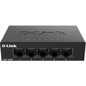 dahua dh pfs3008 8gt l 8 портовый гигабитный неуправляемый коммутатор 8xrj45 1gb коммутаця 16 гбит с mac таблица 2k пластик Коммутатор D-Link DGS-1005D/J2A 5G неуправляемый (DGS-1005D/J2A)
