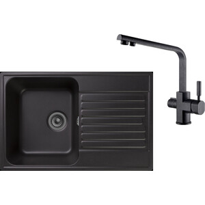 

Кухонная мойка и смеситель GranFest Quarz GF-Z78, Kaiser Decor 40144-2 с сифоном, черная, Quarz GF-Z78, Kaiser Decor 40144-2 с сифоном, черная