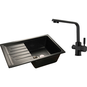 

Кухонная мойка и смеситель GranFest Practik GF-P760L, Kaiser Decor 40144-9 с сифоном, черная, Practik GF-P760L, Kaiser Decor 40144-9 с сифоном, черная