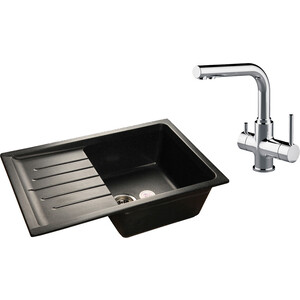 

Кухонная мойка и смеситель GranFest Practik GF-P760L, Lemark Comfort LM3061C с сифоном, черная, Practik GF-P760L, Lemark Comfort LM3061C с сифоном, черная