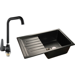 

Кухонная мойка и смеситель GranFest Practik GF-P760L, РМС SL77 с сифоном, черная, Practik GF-P760L, РМС SL77 с сифоном, черная