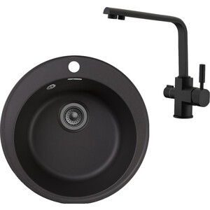 

Кухонная мойка и смеситель GranFest Quarz GF-Z08, Kaiser Decor 40144-9 с сифоном, черная, Quarz GF-Z08, Kaiser Decor 40144-9 с сифоном, черная