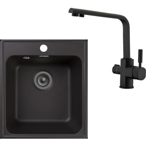

Кухонная мойка и смеситель GranFest Quarz GF-Z17, Kaiser Decor 40144-9 с сифоном, черная, Quarz GF-Z17, Kaiser Decor 40144-9 с сифоном, черная