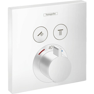Термостат для ванны Hansgrohe ShowerSelect на два выхода, для механизма 1800180, белый матовый (15763700) термостат для ванны grohe grohtherm smartcontrol встраиваемый для 35600000 на два выхода 29124000