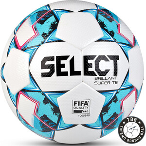 фото Мяч футбольный select brillant super tb v21 810316-102, р.5, fifa pro, пу микрофиб, термосшивка, бело-голубой