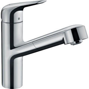 фото Смеситель для кухни hansgrohe focus с выдвижным изливом, хром глянцевый (71814000)