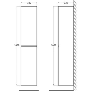 фото Пенал belbagno albano 32х160 rovere rustico (albano-1600-2a-sc-rr)