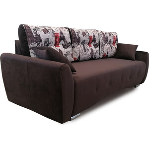 фото Прямой диван mgroup джулиан с подлокотниками (ms-518-32b коричневый, принт 45-2 лондон подушки)