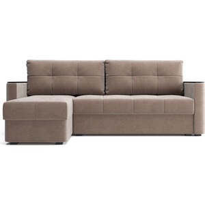 фото Угловой диван-кровать mgroup аризио с оттоманкой (ткань мдф цвет венге pixel 06)