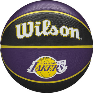 фото Мяч баскетбольный wilson nba team tribute la lakers, wtb1300xblal, р.7, фиолетово-черный