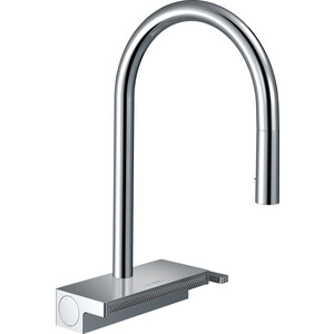 фото Смеситель для кухни hansgrohe aquno select sbox с выдвижным изливом, хром глянцевый (73831000)