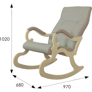 фото Кресло- качалка мебелик венеция экокожа крем, каркас дуб шампань