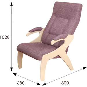 фото Кресло мебелик монти ткань лиловый, каркас дуб шампань