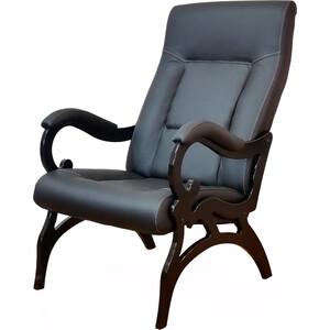 фото Кресло мебелик венеция экокожа черный, каркас венге