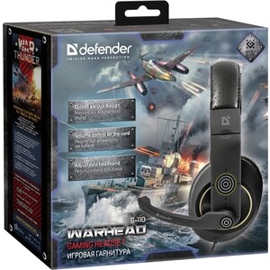 фото Гарнитура defender warhead g-110 черный, кабель 2,1 м (64102)