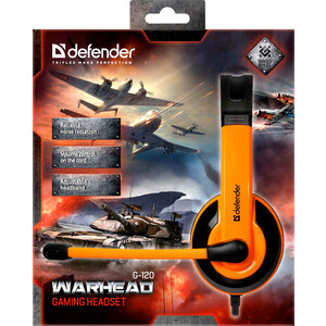 Гарнитура Defender Warhead G-120 черный + оранжевый, кабель 2 м (64099) Warhead G-120 черный + оранжевый, кабель 2 м (64099) - фото 5