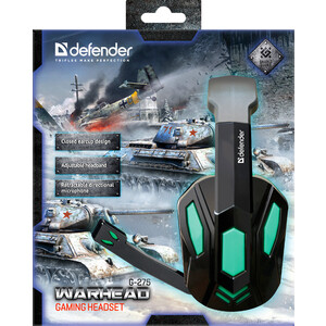 фото Гарнитура defender warhead g-275 зеленый + черный, кабель 1,8 м (64122)