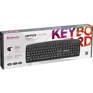 Клавиатура Defender Office HB-910 RU, черный, полноразмерная (45910) Office HB-910 RU, черный, полноразмерная (45910) - фото 2