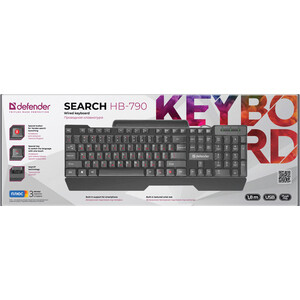 Клавиатура Defender Search HB-790 RU, черный, полноразмерная (45790) Search HB-790 RU, черный, полноразмерная (45790) - фото 3