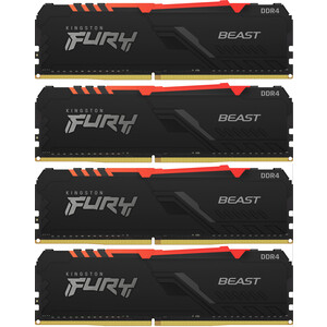 фото Память оперативная kingston 64gb ddr4 dimm 1gx8 fury beast rgb (kf426c16bb1ak4/64)