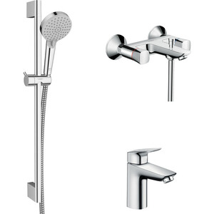 фото Комплект смесителей hansgrohe logis с душевым гарнитуром (71243000, 71107000, 26275000)