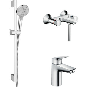 фото Комплект смесителей hansgrohe logis с душевым гарнитуром (71243000, 71101000, 26275000)