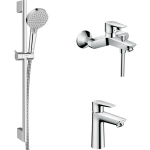 фото Комплект смесителей hansgrohe talis e с душевым гарнитуром, хром (71740000, 71710000, 26275000)