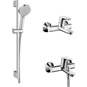 фото Комплект смесителей hansgrohe focus с душевым гарнитуром, хром (31948000, 31923000, 26275000)