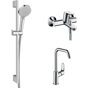 фото Комплект смесителей hansgrohe focus с душевым гарнитуром, хром (31948000, 31609000, 26275000)