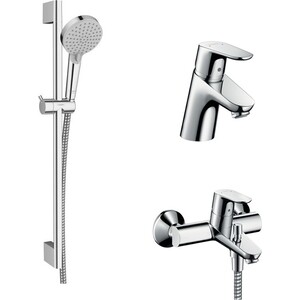 фото Комплект смесителей hansgrohe focus с душевым гарнитуром, хром (31948000, 31730000, 26275000)