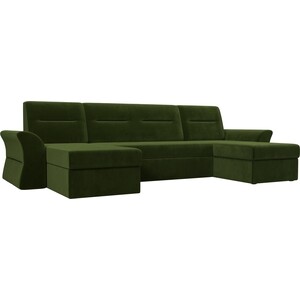 АртМебель П-образный диван Клайд микровельвет зеленый