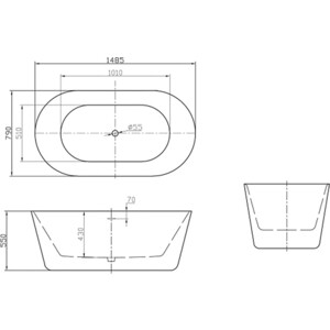 Акриловая ванна BelBagno 150х80 слив-перелив хром (BB306-1485, BB39-OVF-CRM)