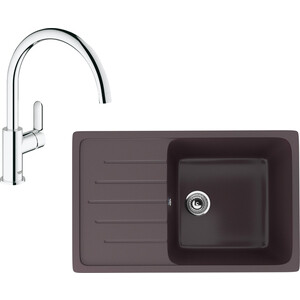 

Кухонная мойка и смеситель Ulgran U-400-345 шоколад, Grohe BauEdge 31367000, U-400-345 шоколад, Grohe BauEdge 31367000
