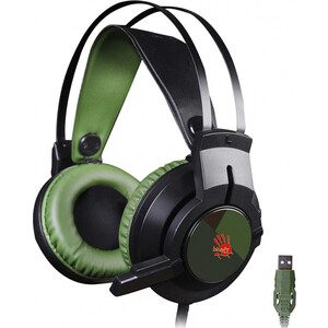 Гарнитура A4Tech Bloody J450 черный/зеленый (J450) наушники с микрофоном a4tech bloody g525 черный 2м мониторные оголовье g525 black
