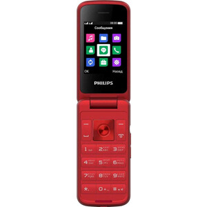 Мобильный телефон Philips E255 Xenium 32Mb красный раскладной (8670 001 69825)