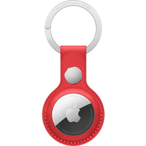 фото Брелок для airtag apple с кольцом для ключей leather key ring - red