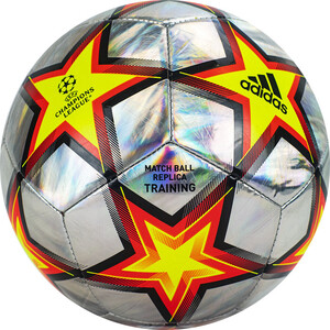 Мяч футбольный Adidas UCL Training Foil Ps арт. GU0205, р.5, 12 пан., ТПУ, маш.сш., серебристо-желто-красный - фото 1