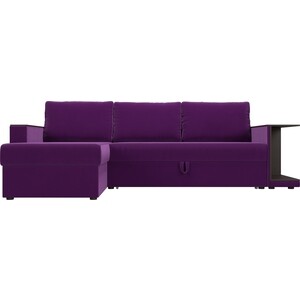 Угловой диван АртМебель Атланта С микровельвет фиолетовый левый угол